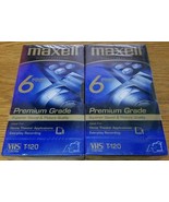 x2 Maxell T-120 Premium Grade 6 Hours Blank VHS Tapes New Sealed EP/SLP ... - $3.95
