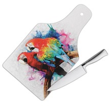 Macaw Watercolor : Gift Cutting Board Parrot Bird Aquarelle Modern Animal Cute - £23.24 GBP
