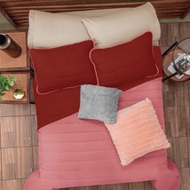 Brick And Rose MULTI-NEEDLE Padding Reversible Comforter Set 3 Pcs Full Size - £69.65 GBP