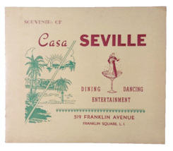 Casa Seville Restaurant Souvenir W/Photo Pretty Young Woman VTG 50s LI New York - £17.61 GBP