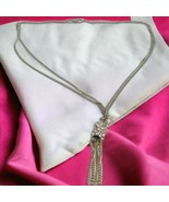 Playful Extra Long Tassel Necklace Fashion Silver Tone Elegant Vintage S... - £11.23 GBP