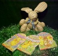 9&quot; Pink-Striped Bunny+ 3 New &#39;Sparkling Egg&#39; Board Books-Little Bunny,Chick,Duck - £7.98 GBP