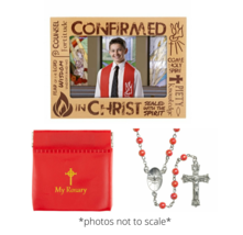 3 Piece Confirmation Gift Set with Wood Frame, Holy Spirit Rosary &amp; Rosary Case - £18.37 GBP