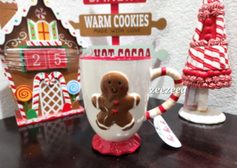 Christmas Holiday Peppermint Gingerbread Ceramic Mug Candy Cane Red - £16.81 GBP