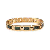 Vinterly Gold Magnetic Bracelet Men Stainless Steel Luxury 12mm Carbon Fiber Bra - £24.44 GBP