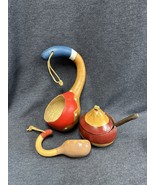 Lot Of Hand Painted Decorative Gourd Long Neck Dippers. Covered Dish &amp; S... - £12.42 GBP