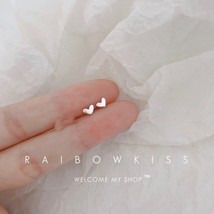 Simple  Silver-plate Stud Earrings For Women and Students Silver Color Heart Ear - £10.34 GBP