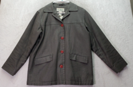 L.L. Bean Shacket Women Small Gray Linen Long Sleeve Pockets Collar Button Front - £21.69 GBP