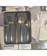 Premium Heavy Gauge Satin Finish 20 Piece 304 Stainless Steel Flatware Set - $38.03 CAD