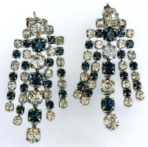 Vintage 925 Sterling Silver Sapphire Crystal Chandelier Drop Earrings Ar... - £31.34 GBP