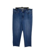Seven7 Womens Jeans Size 14 Tower Straight Crop Raw Hem Medium Wash Pockets - £19.21 GBP
