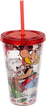 Asterix &amp; Obelix reusable hard plastic drinking cup with straw 500 ml New - £10.16 GBP