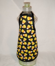 2 X Halloween Candy Corn On Black Cotton Fabric - Dish Soap Bottle Apron... - £6.46 GBP