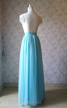 Blue Tulle Maxi Skirt Outfit Women Custom Plus Size Wedding Tulle Maxi Skirt image 4