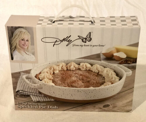 Primary image for Dolly Parton 1.79 Stoneware Speckled Pie Dish New in Box Unused