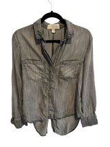 Anthropologie CLOTH &amp; STONE Womens Shirt Gray Split Back Button Down Chambray XS - £13.00 GBP