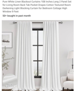 Pure White Linen Blackout Curtains. 52x108 - $909.35 MXN