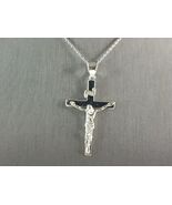 Womens Sterling Silver Religious Cross Pendant Necklace 4.2g E6585 - $44.55