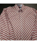 Tommy Hilfiger 80&#39;s 2Ply Cotton Button Dress Shirt Red White Mens Large ... - $15.00