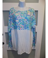 Lilly Pulitzer Blue Ibiza Cabana Cocktail LS Finn Top Size XL Women&#39;s NEW - $89.57 CAD