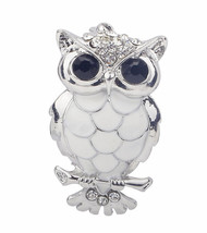 Stunning Diamonte Silver Plated Vintage Look OWL Christmas Brooch Cake PIN B7 - £10.73 GBP