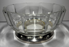 Vintage Godinger Lead Crystal Bowl With Silver Plate Base Made In Italy - $29.70