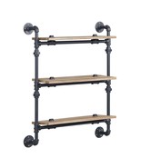 Brantley Wall Rack w/3 Shelves, Oak &amp; Sandy Black Finish - $2,578.32 MXN