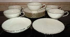 LENOX WEATHERLY 12 Piece Tea Cup Saucer &amp; Berry Bowl Set ( Chip in Bowl) - $49.99