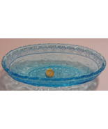 Indiana Glass Tiara Turquoise Blue Birds &amp; Berries Oval Pickle Candy Dish - $23.42