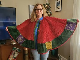 50&quot; Christmas Tree Skirt quilted red green &amp; purple by Sugar Plum Dreams - £18.98 GBP