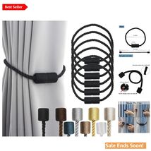 6 Pack Black Magnetic Curtain Tiebacks Modern Rope Elegant Holdbacks for... - $45.49