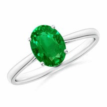 ANGARA 8x6mm Natural Solitaire Emerald Cocktail Ring in Silver for Women, Girls - £475.81 GBP+