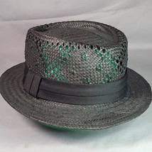 Goodfellow &amp; Co Straw Fedora Unisex Black Openweave Large Summer Dent Crown - $15.79