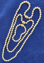Nolan Miller Champagne Pearl Vintage Faux Set 2 Necklace &amp; Bracelet Rhinestone - £79.13 GBP
