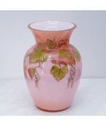 Fenton Art Glass Pink Coral 7&quot; Autumn Leaves Vase Centennial Collection ... - $138.94 CAD