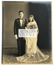 Antique Japanese Wedding Bride &amp; Groom 8&quot; x 10&quot; Photograph Japan Marriage 1939 - £13.12 GBP