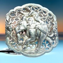 Rare Hand Crafted Sterling Silver Fillgree Elephant Riding Brooch 24.2 G... - $424.96