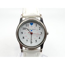 Nurse Mates Watch Women New Battery Silver Tone White Band 32mm White 24hr Dial - $17.99