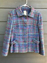 VTG Tweed Jacket Blue Red Yellow Handmade Regenstein Tailorbrooke Womens 1950s - £31.04 GBP