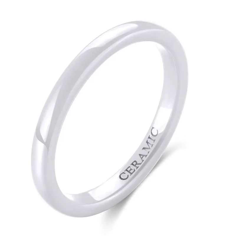 2mm 4mm 6mm White Ceramic Ring Black Wedding Engagement Men Women Rings Fashion  - £12.16 GBP