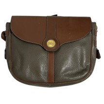 Land Brown Gray Leather Vintage Crossbody Shoulder Handbag Purse 9 1/2&quot; x 8&quot; - £27.27 GBP
