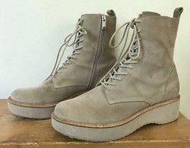 Dolce Vita Beige Suede Laather Tan Lace Zip Up Platform Ankle Combat Boo... - $49.49