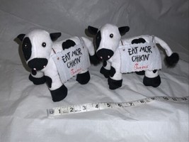 Two Chick Fil A Small 2017 Plush Stuffed Cow Eat Mor Chik&#39;n More Chicken 6” - £14.92 GBP