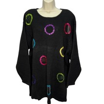 Vintage Studio C Black Sweater Tunic Circle Beaded Sequin Size 2X Holida... - £22.73 GBP