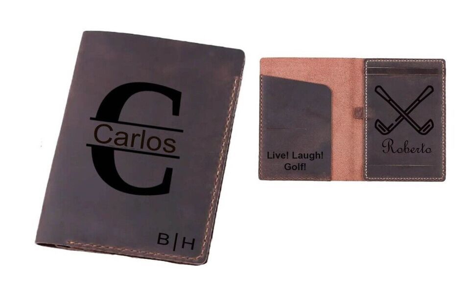 Primary image for Golf Leather Handmade Leather Yardage Book Cover, Leather Golf Scorecard Holder