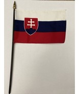 New Slovakia Mini Desk Flag - Black Wood Stick Gold Top 4” X 6” - $5.00