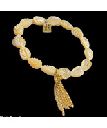 john wind carved mother of pearl leaf elastic bracelet - £19.61 GBP