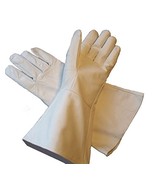 Leather Gauntlet Gloves White Small Long Arm Cuff - $29.70