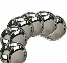 Stainless Steel Round Lunch Dinner Plate Thali 4 in 1 Compartments Dinner Plate - £38.58 GBP