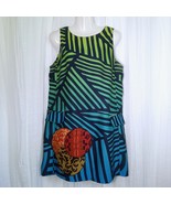 DESIGUAL Graphic Sheath Dress Lined Sleeveless Artsy Asian Appliqué Pock... - €76,24 EUR